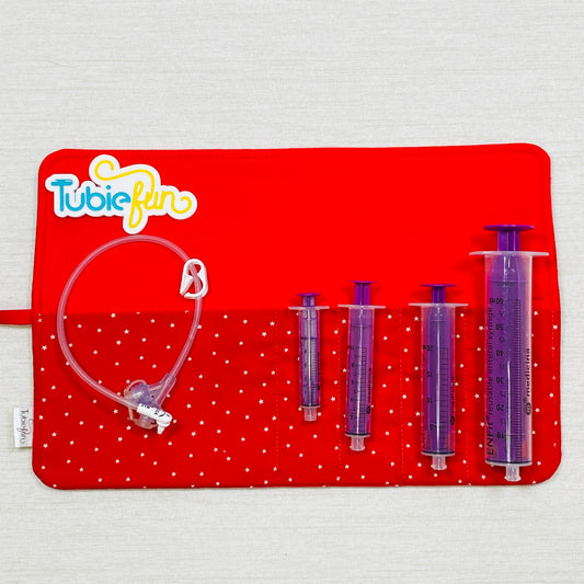 Syringe Roll - Red Stars on Red