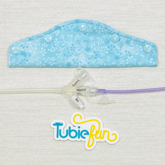 Large Feeding Tube Connection Cover - Vines and Butterflies on Blue