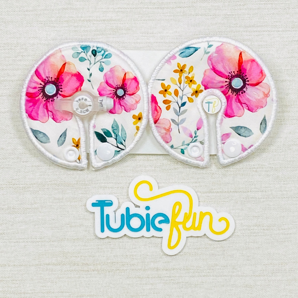 Button Pad Cover Large - Pink Flowers