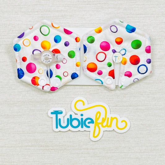 Hexagon G-Tube Button Pad Cover - Coloured Dots