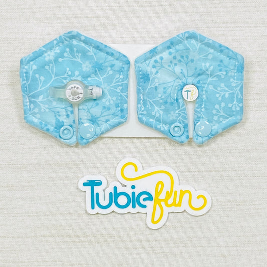Hexagon G-Tube Button Pad Cover - Vine and Flowers on Blue
