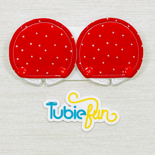 Covered Button Pad - White Stars on Red