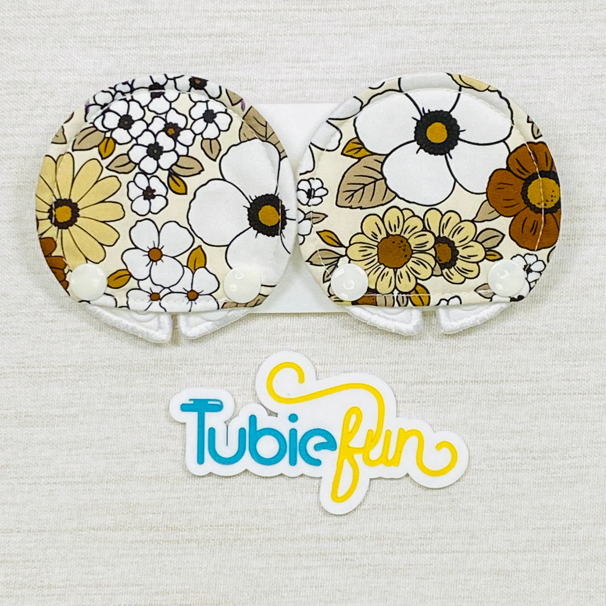 Covered Button Pad - Cream Flowers