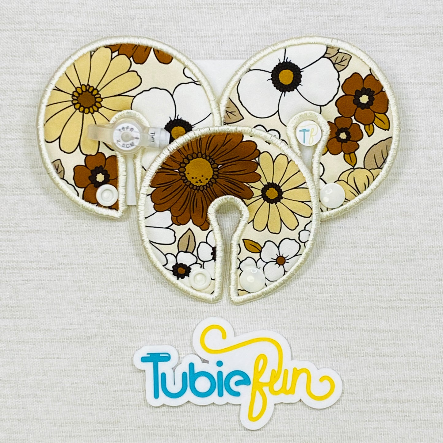 Button Pad Cover Large - Cream Flowers