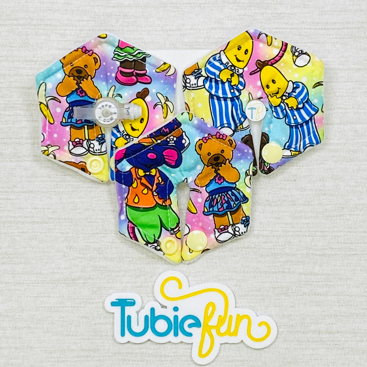 Hexagon G-Tube Button Pad Cover - Bananas and Friends