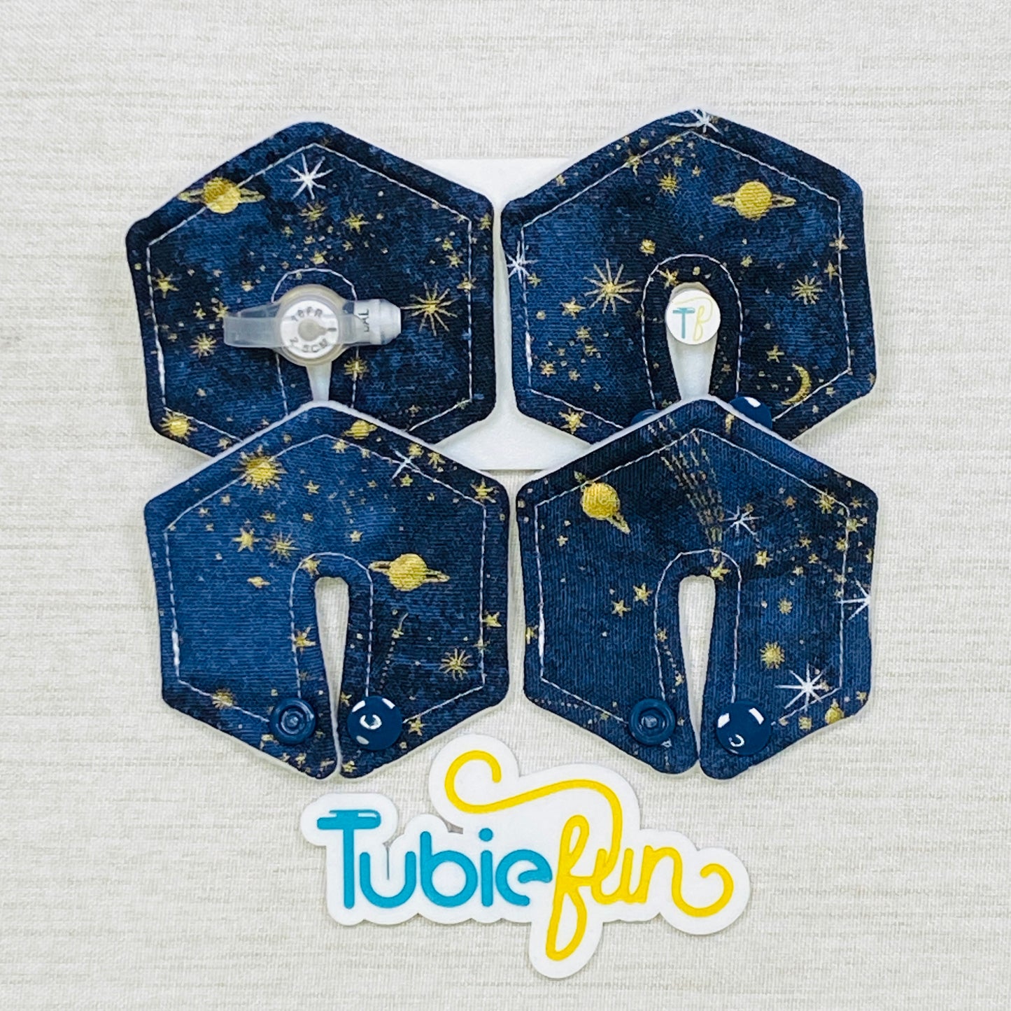 Hexagon G-Tube Button Pad Cover - Gold Space