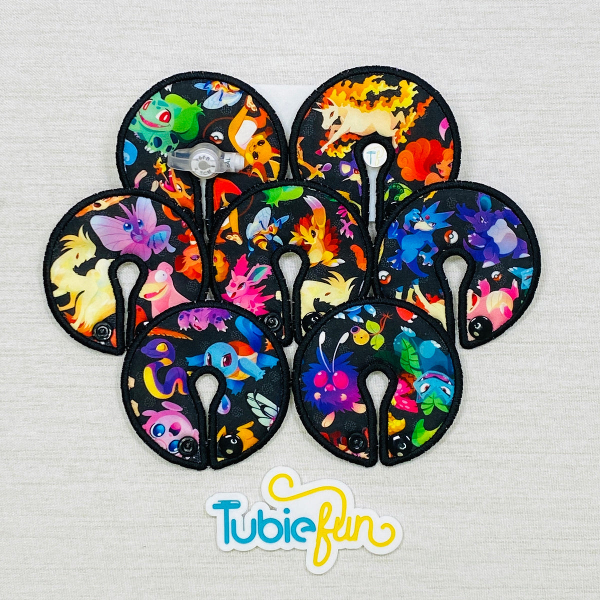 Button Pad Cover Large - Pocket Monsters on Black