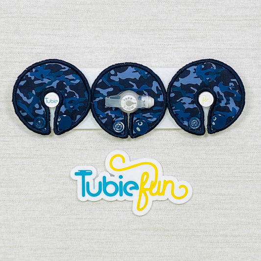 G-Tube Button Pad Cover - Blue Camo