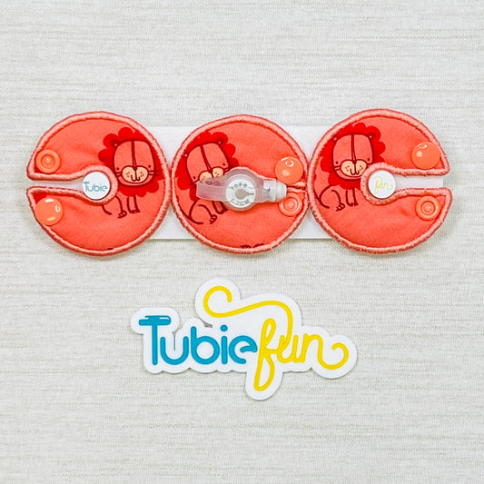 G-Tube Button Pad Cover - Lions on Red