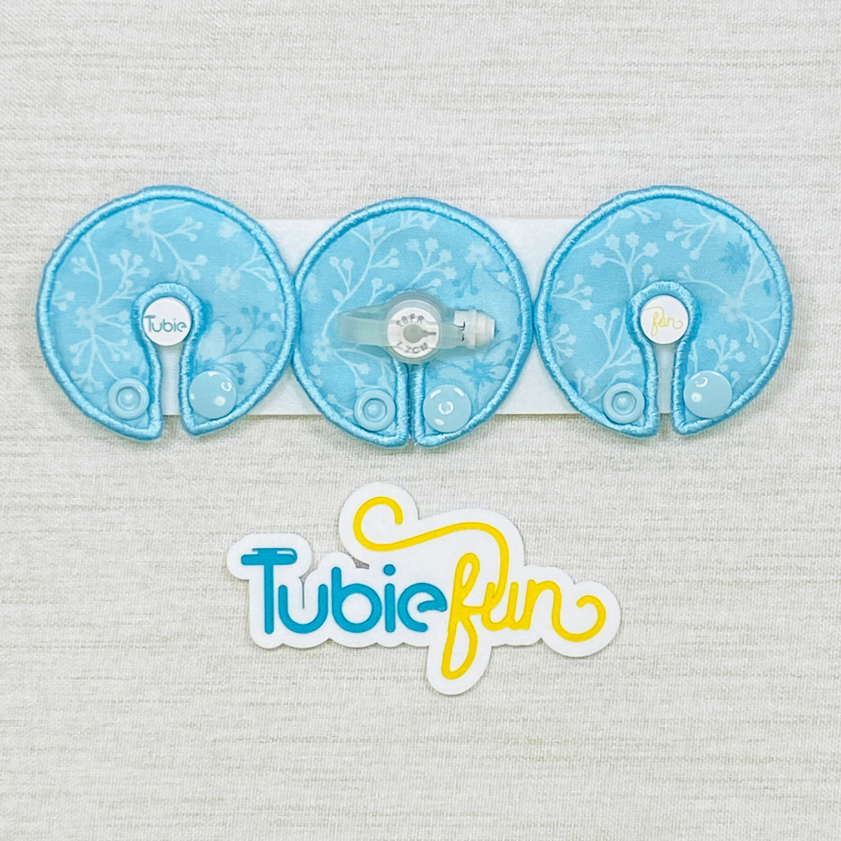 G-Tube Button Pad Cover - Vines and Butterflies on Blue