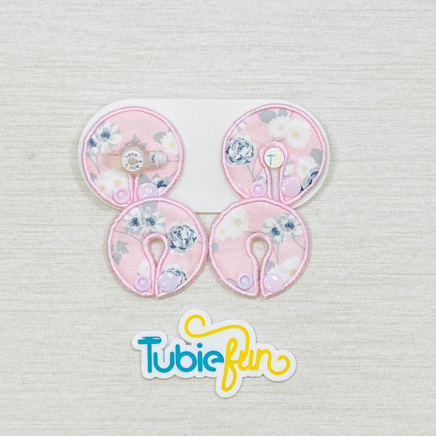 G-Tube Button Pad Cover - Flowers on Pink