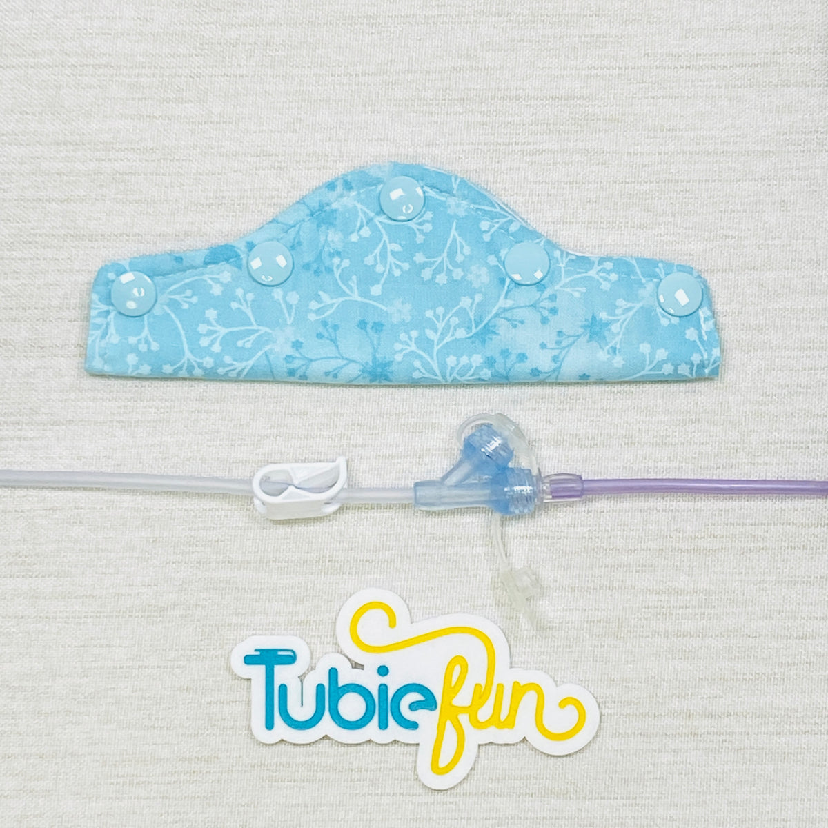 Feeding Tube Connection Cover - Vines and Butterflies on Blue