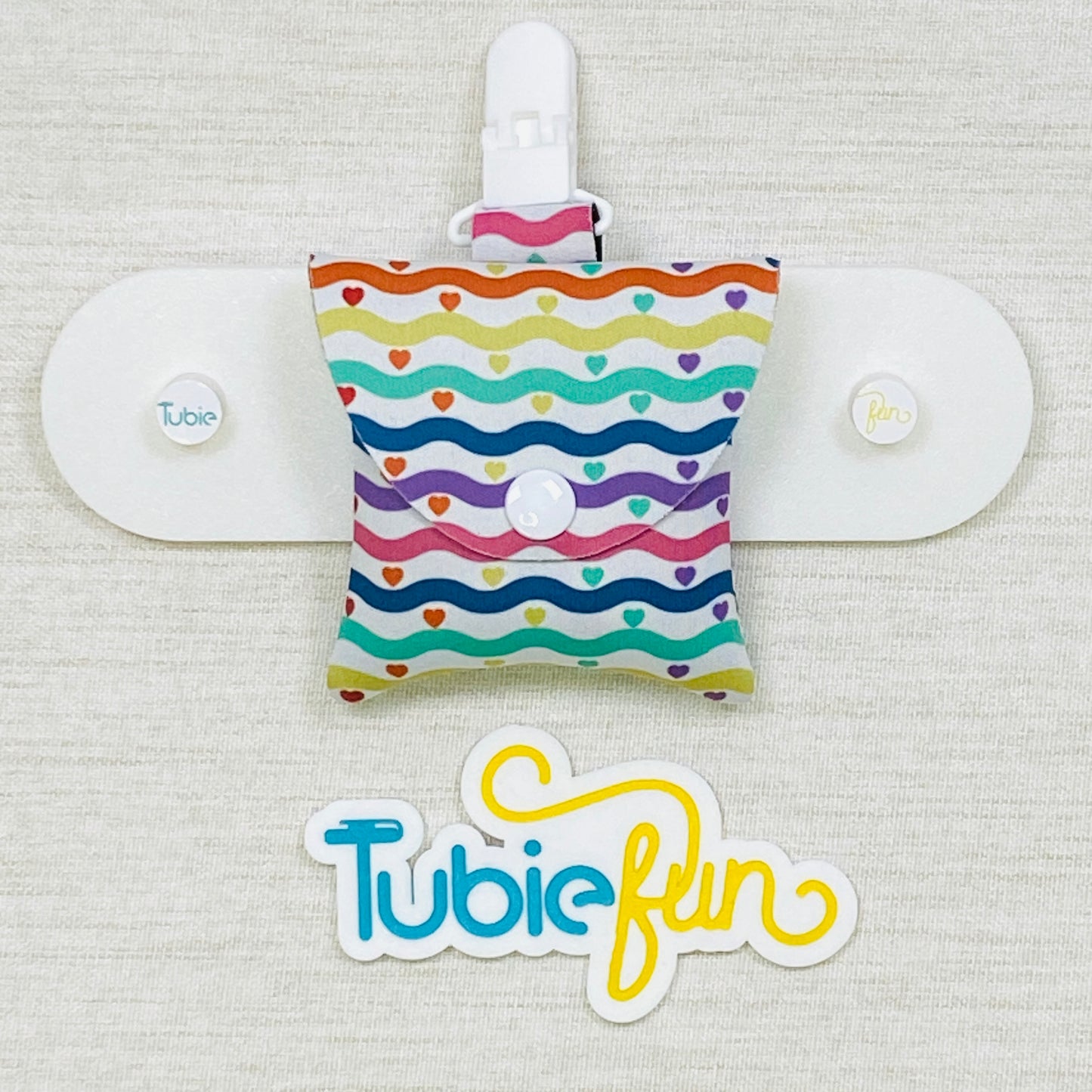 Neoprene Tubing Pouch - Coloured Hearts and Stripes