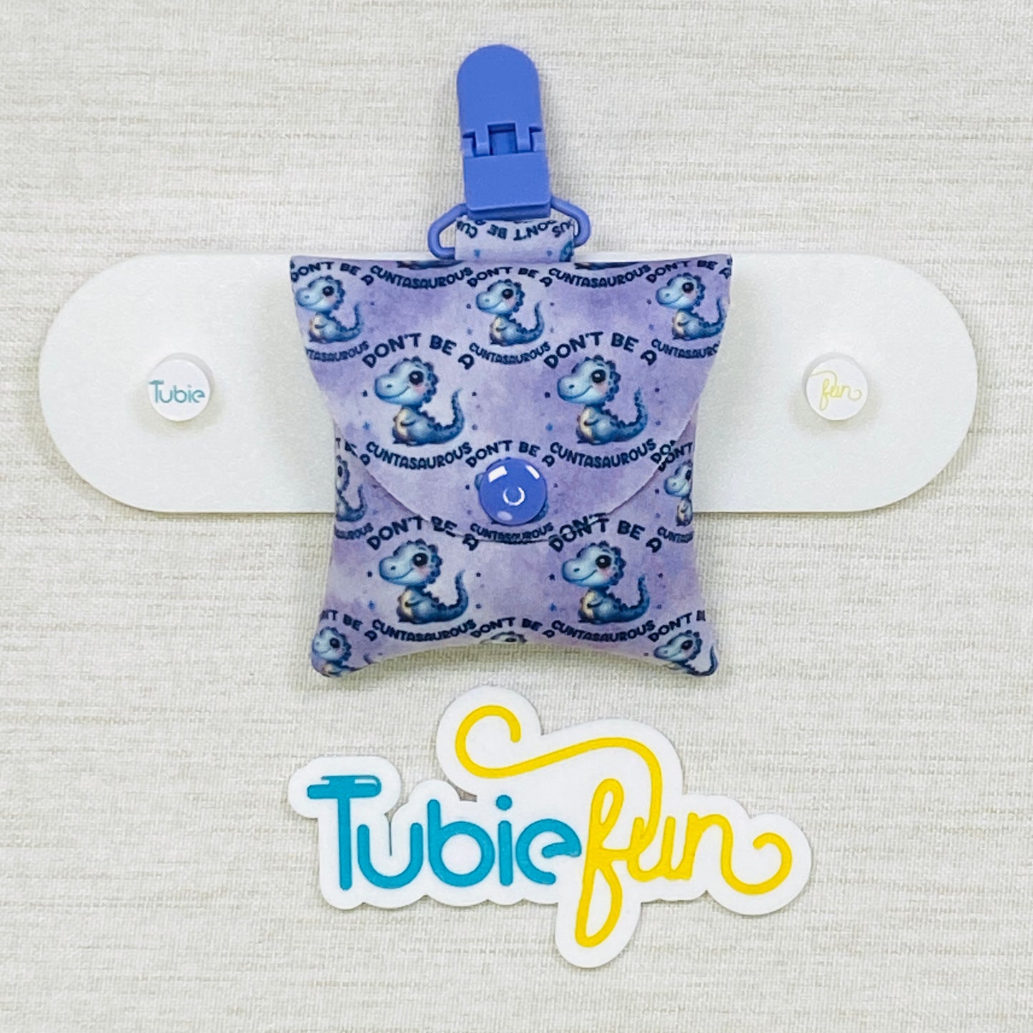 Tubing Pouch - Sweary Dino on Purple