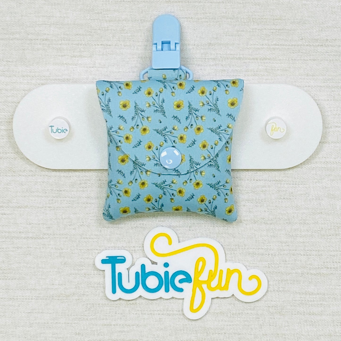 Neoprene Tubing Pouch - Yellow Flowers on Blue