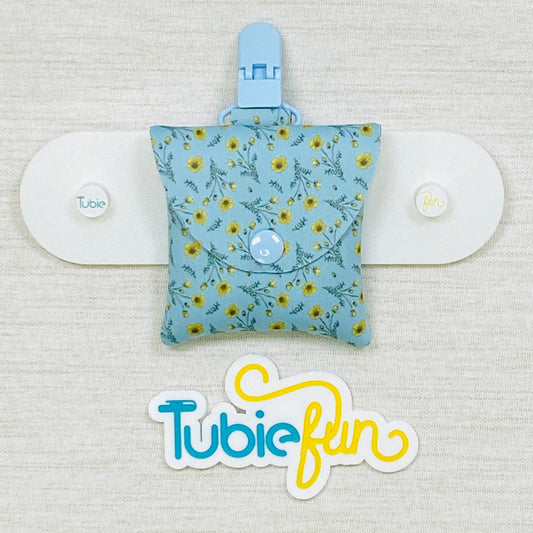 Neoprene Tubing Pouch - Yellow Flowers on Blue