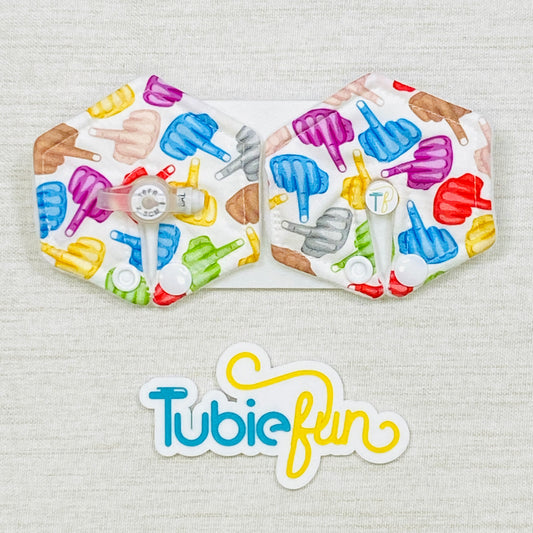 Hexagon G-Tube Button Pad Cover - Fingers