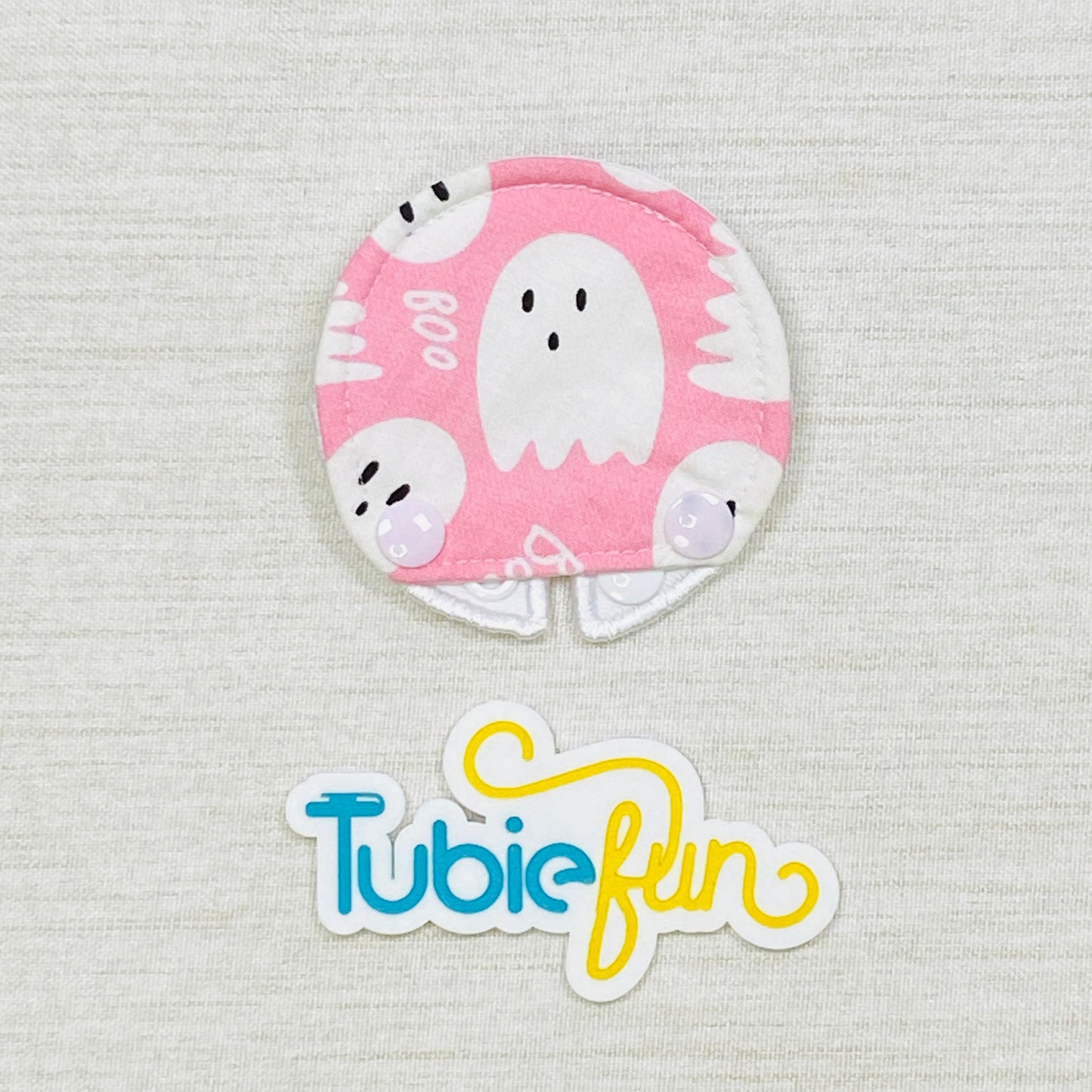 Covered Button Pad - Ghost on Pink