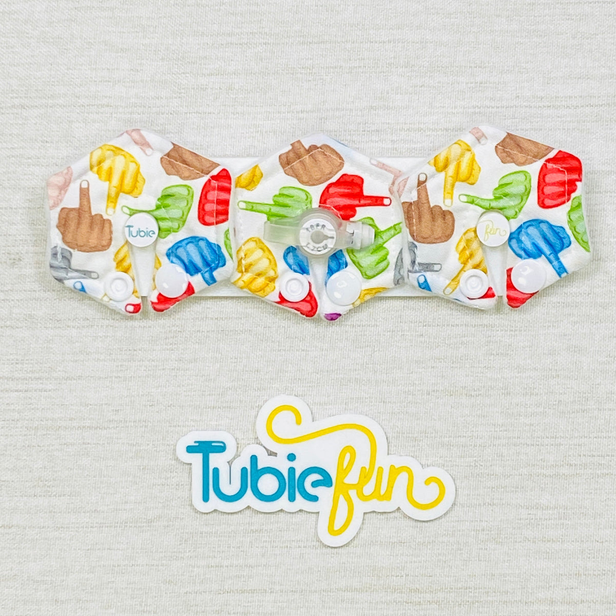Mini Hexagon G-Tube Button Pad Cover - Fingers