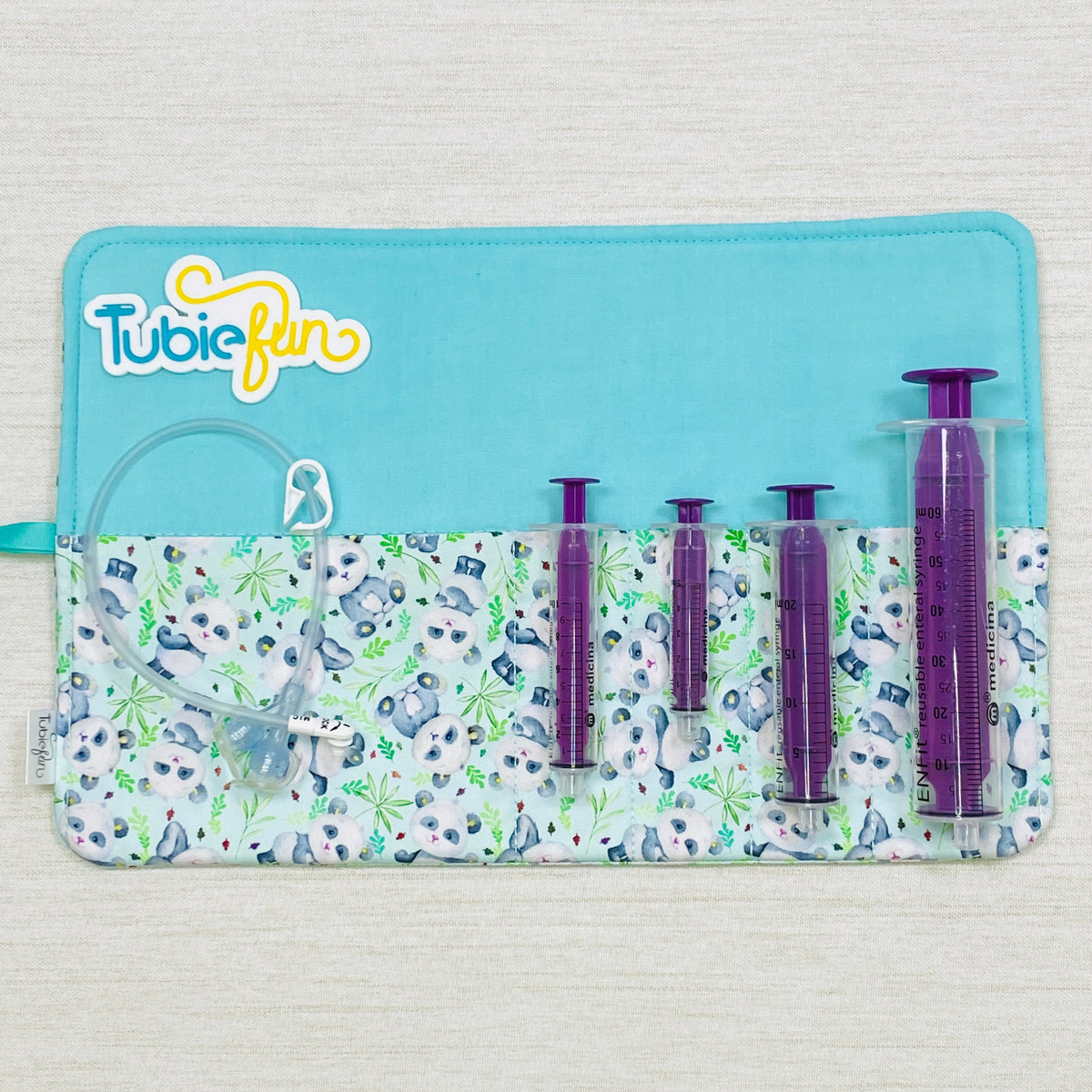 Syringe Roll - Pandas on Green