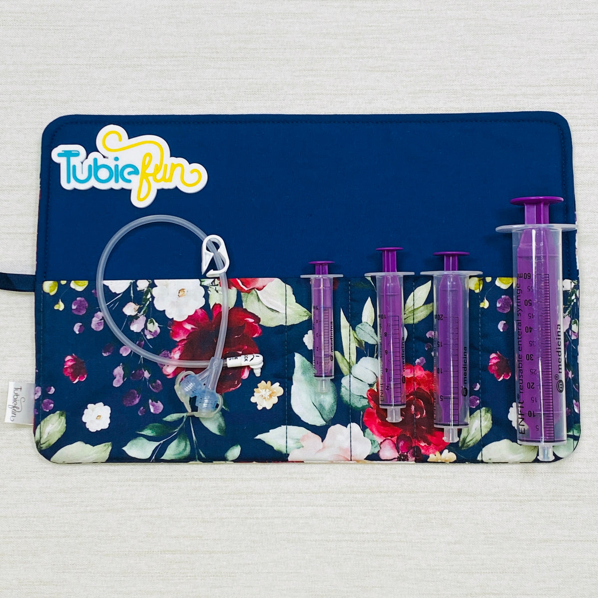 Syringe Roll - Flowers on Navy