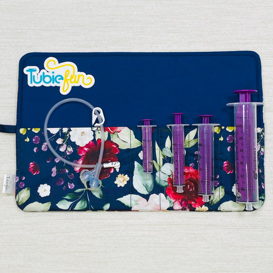 Syringe Roll - Flowers on Navy