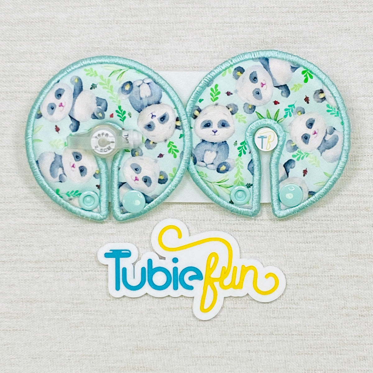 Button Pad Cover Large - Pandas on Green