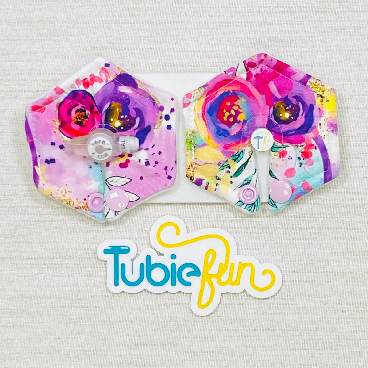 Hexagon G-Tube Button Pad Cover - Painted Petals