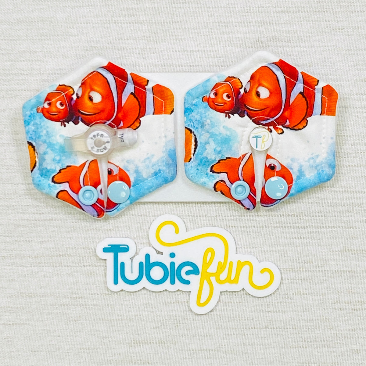 Hexagon G-Tube Button Pad Cover - Fish Family