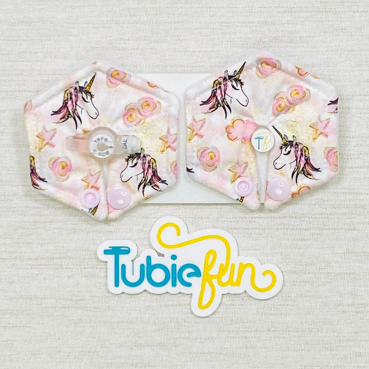 Hexagon G-Tube Button Pad Cover - Unicorn Wishes