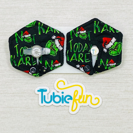 Hexagon G-Tube Button Pad Cover - Festive Mischief