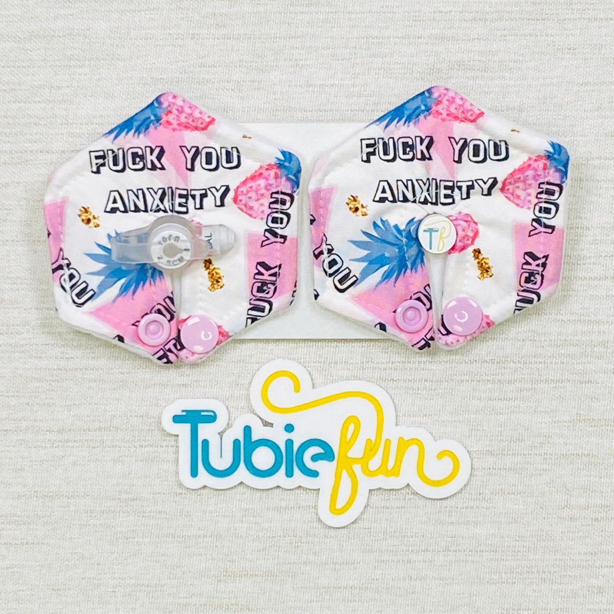 Hexagon G-Tube Button Pad Cover - F You Anxiety