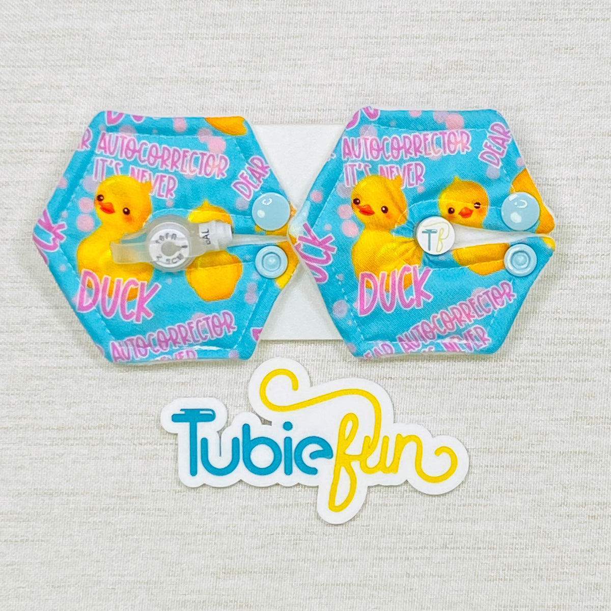 Hexagon G-Tube Button Pad Cover -Yellow Ducks