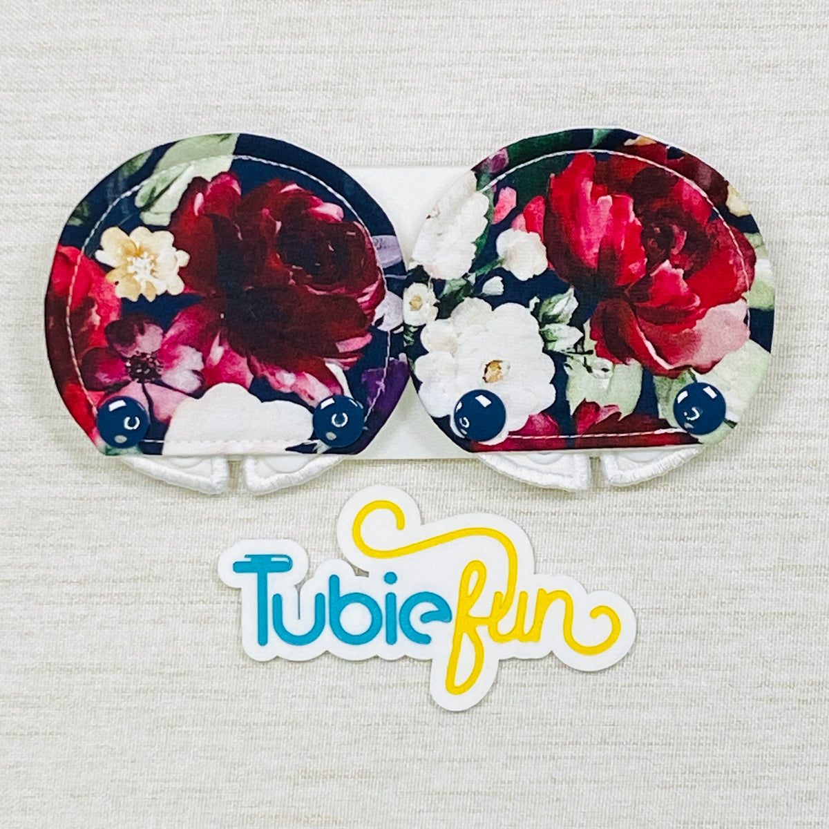 Covered Button Pad - Flowers on Navy