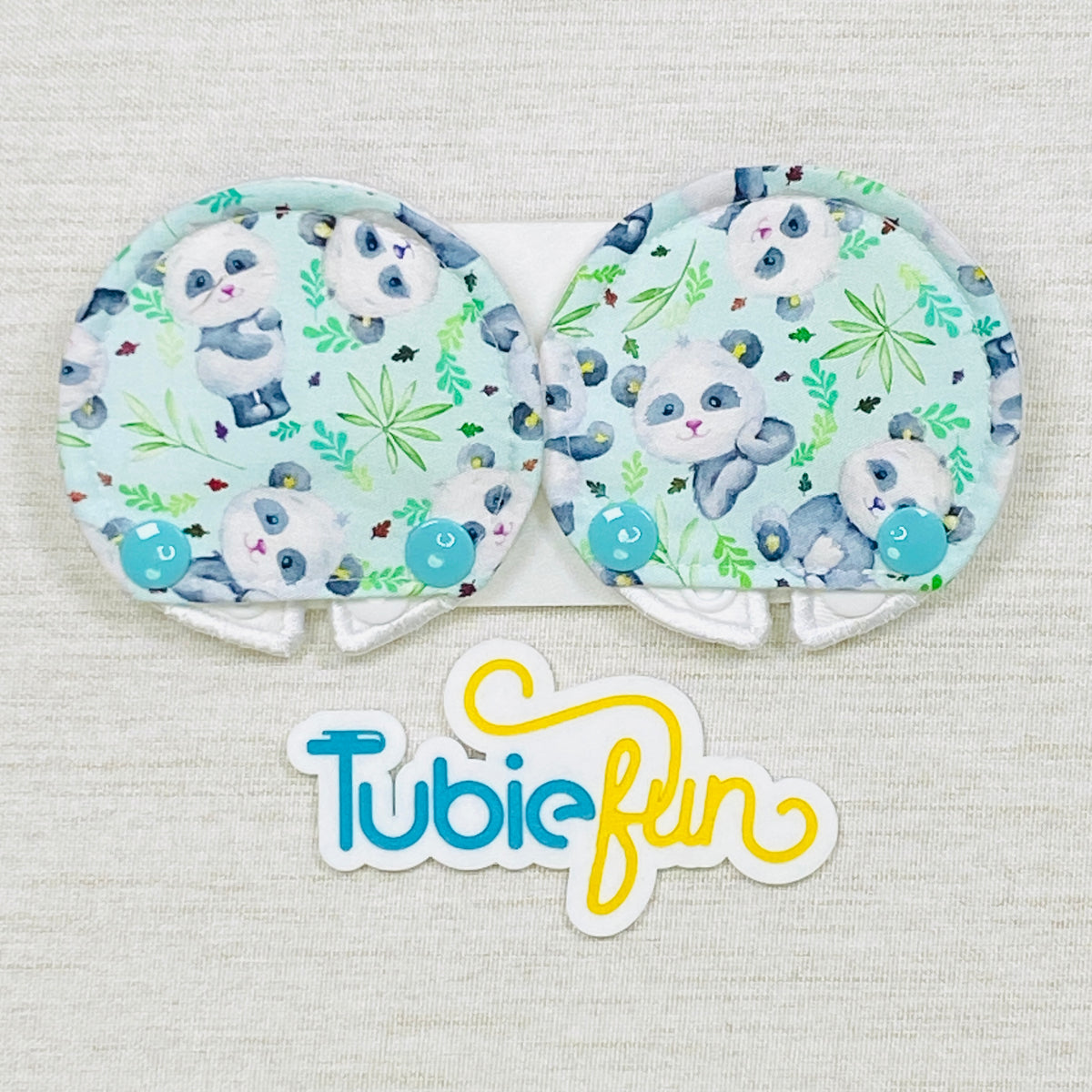 Covered Button Pad - Pandas on Green
