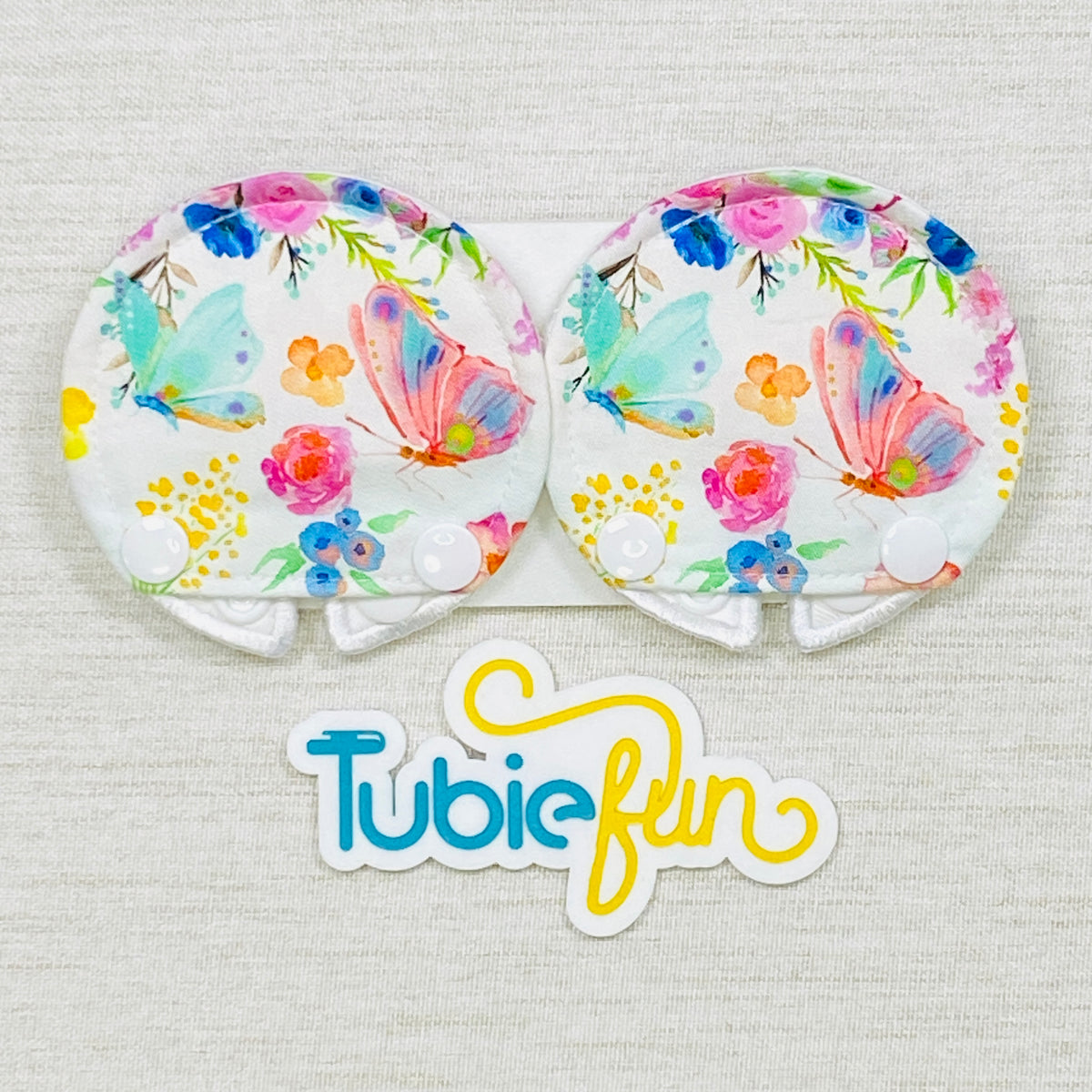 Covered Button Pad - Butterflies on White