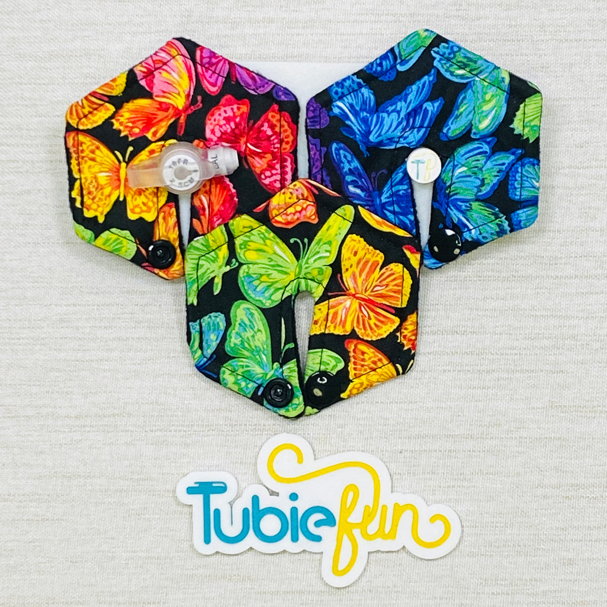 Hexagon G-Tube Button Pad Cover - Flutter Bright