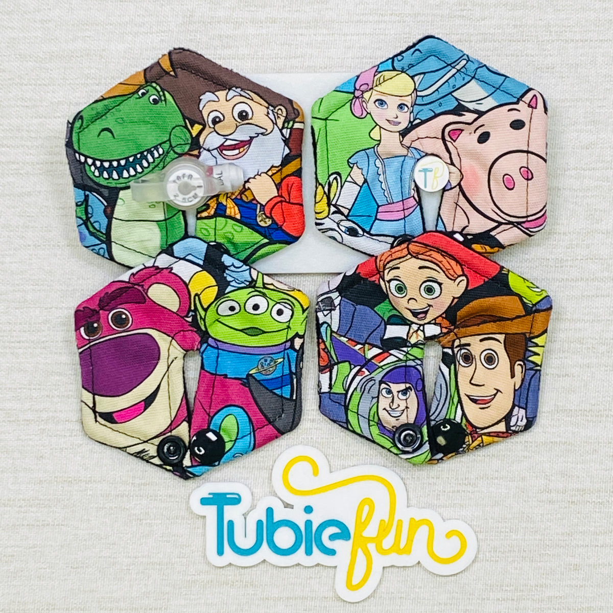 Hexagon G-Tube Button Pad Cover - Toy Friends