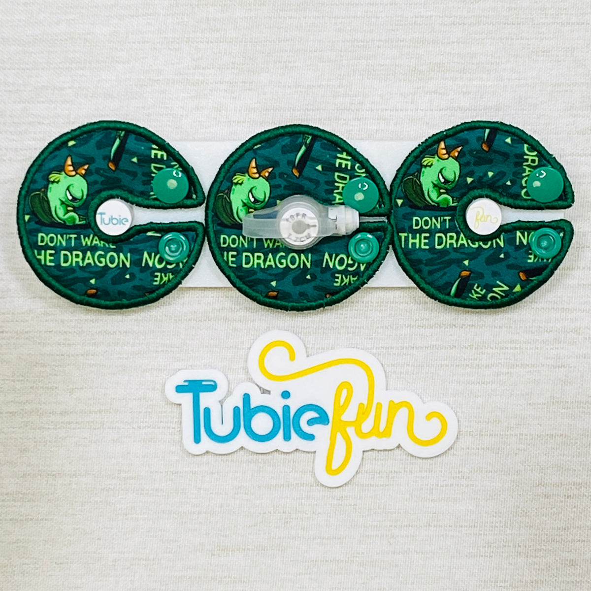 G-Tube Button Pad Cover - Green Dragons
