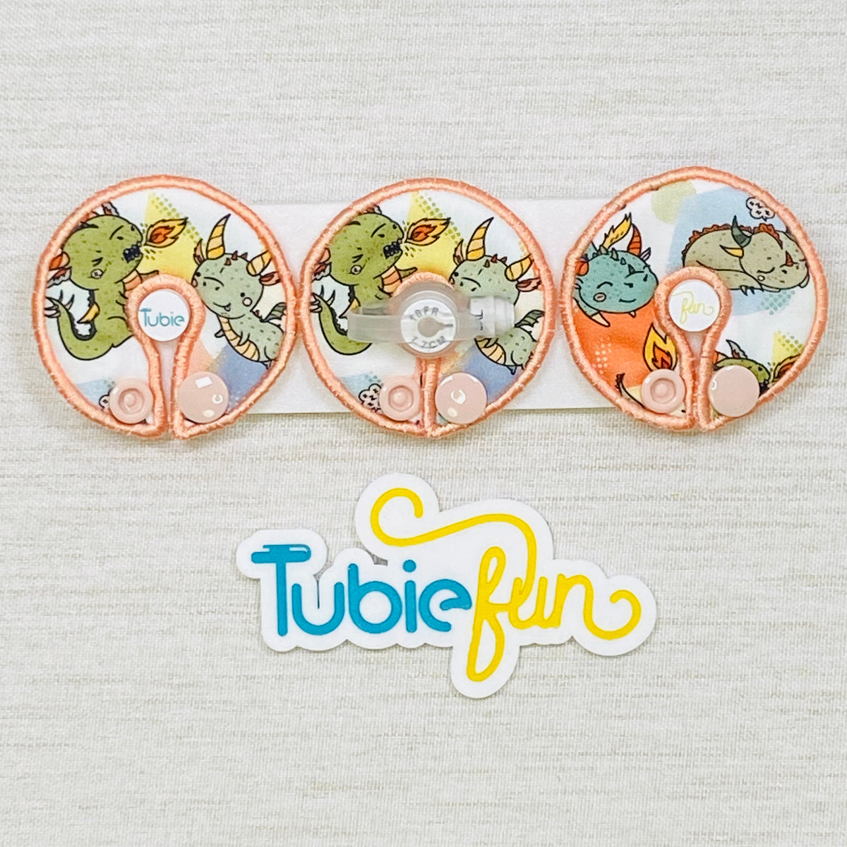 G-Tube Button Pad Cover - Cute Dragons