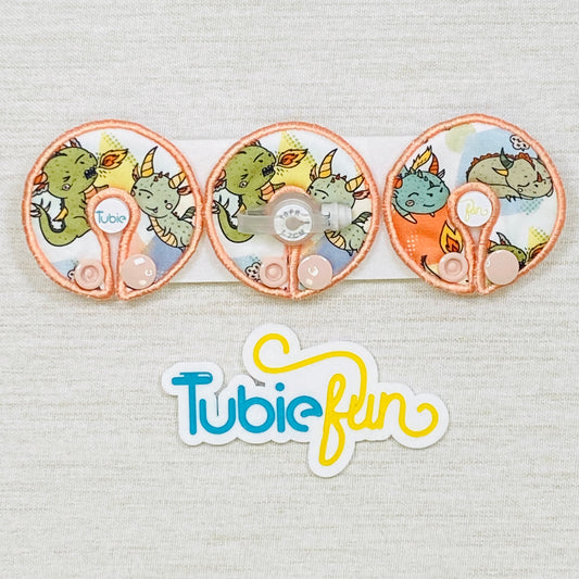 G-Tube Button Pad Cover - Cute Dragons