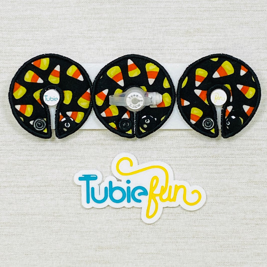 G-Tube Button Pad Cover - Candy Corns on Black