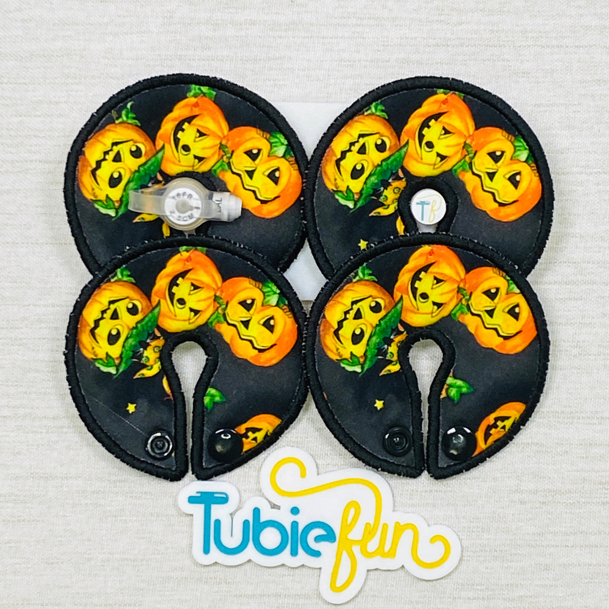 Button Pad Cover Large - Pumpkins on Black