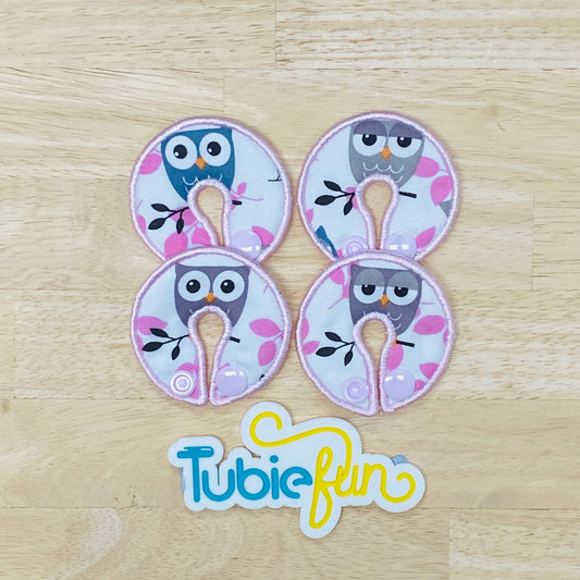 G-Tube Button Pad Cover - Owls on White