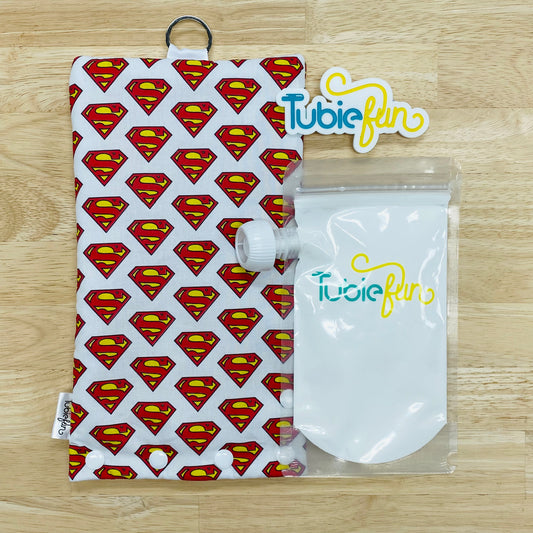 Insulated Milk Bag Suitable for Tubie Fun 500ml Reusable Pouches - Super Symbol