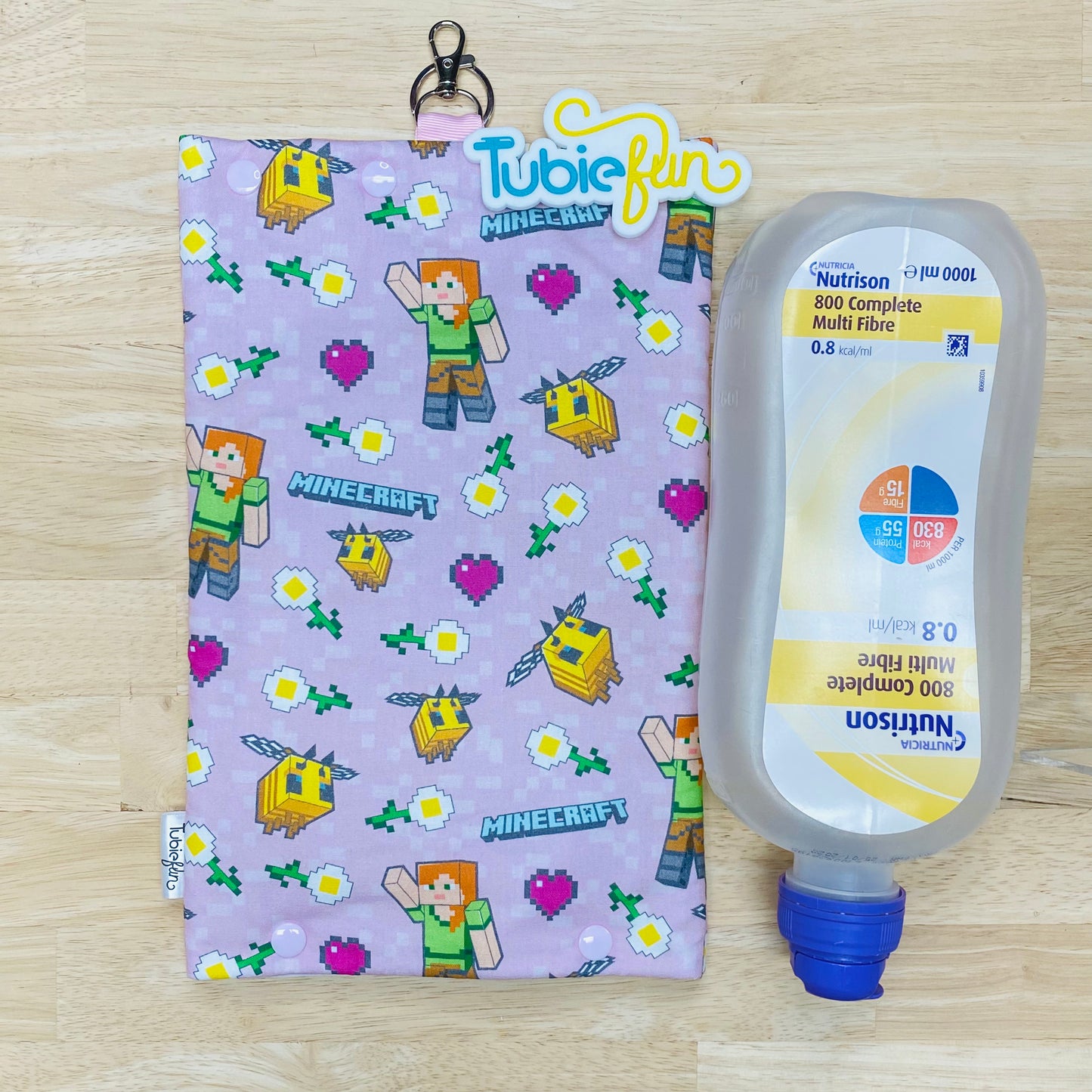 Insulated Milk Bag Suitable for 1L Flocare Bottle - Mining Characters on Pink