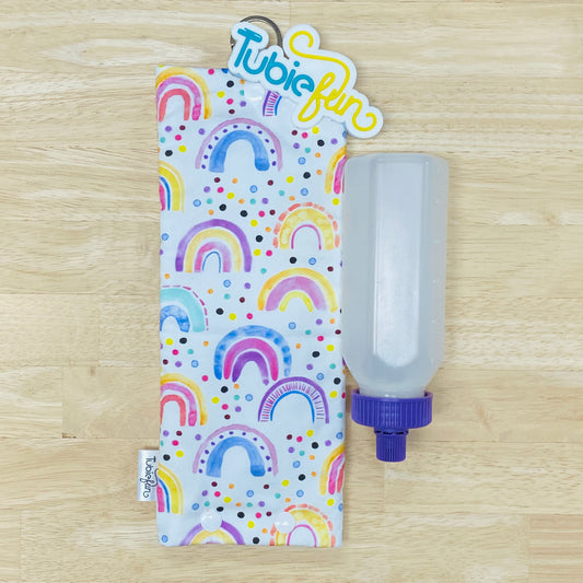 Insulated Milk Bag Suitable for 250ml Bottle in - Rainbows and Dots on White