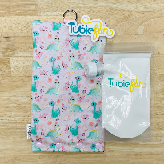 Insulated Milk Bag Suitable for Tubie Fun 500ml Reusable Pouches - Dino's and Butterflies