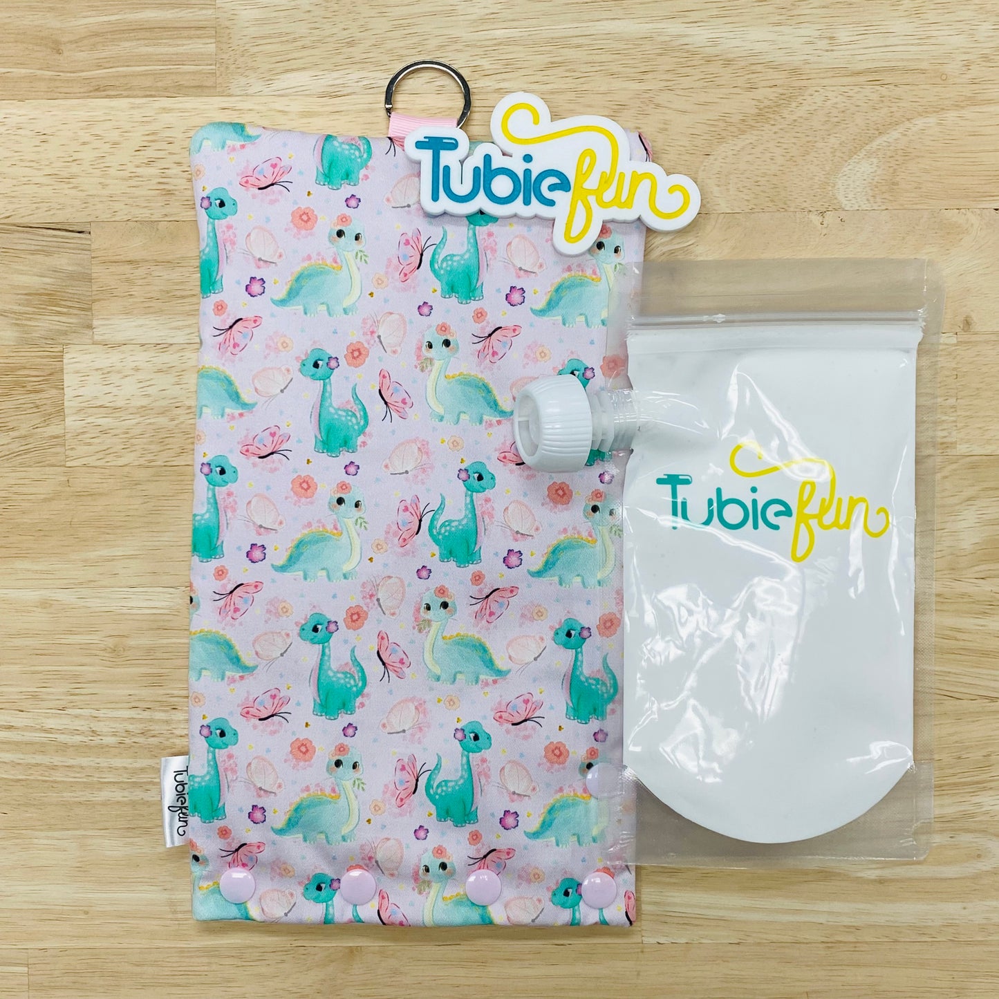Insulated Milk Bag Suitable for Tubie Fun 500ml Reusable Pouches - Dino's and Butterflies