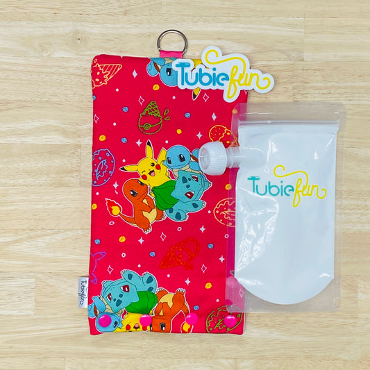 Insulated Milk Bag Suitable for Tubie Fun 500ml Reusable Pouches - Pocket Monsters on Pink